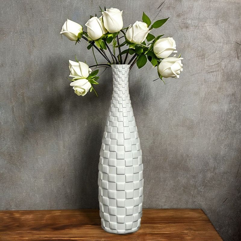Rattan Decorative Vase Customized Tall White Capiz Shell Vase for Modern Home Decor