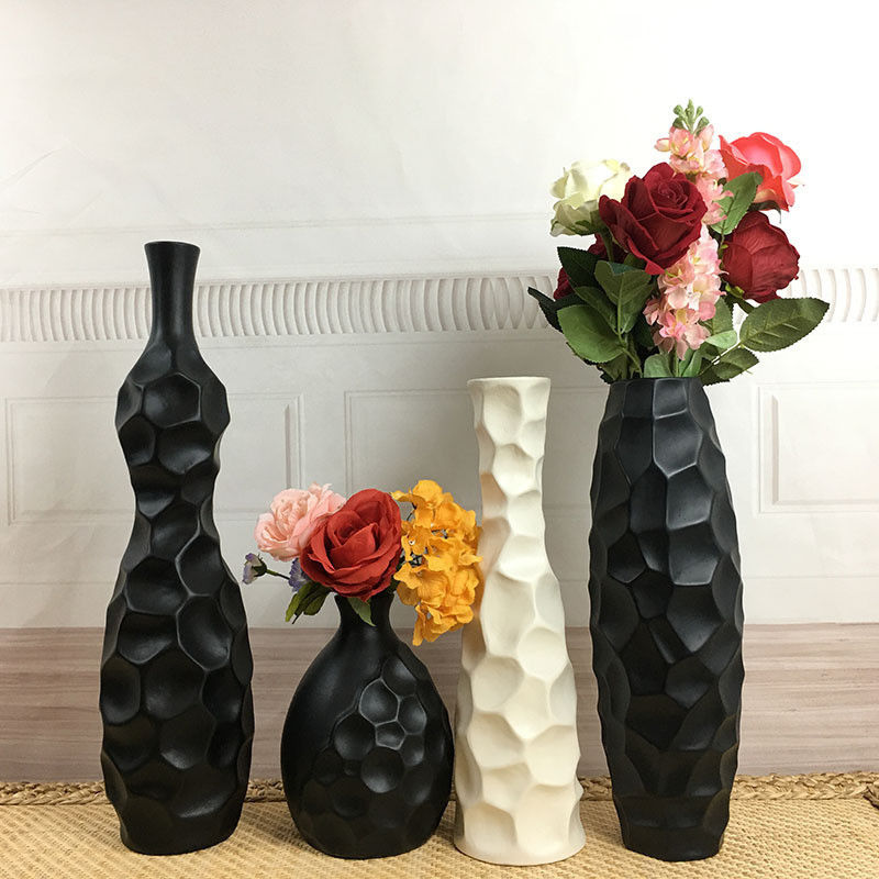 16-Inch Slim Ceramic Vase in White and Gray Matte for Modern Customized Home Decoration