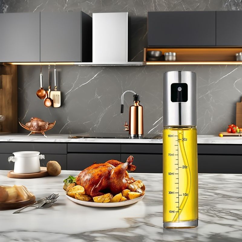 Stainless Steel and Glass Olive Oil Sprayer for Camping Kitchen Utensil 17.8*4cm