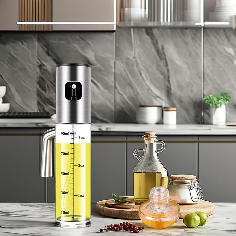 Silver Lecythus Kitchen Home BBQ Sprayer for Grilling Oil Cooking Bottle Dispenser 2024