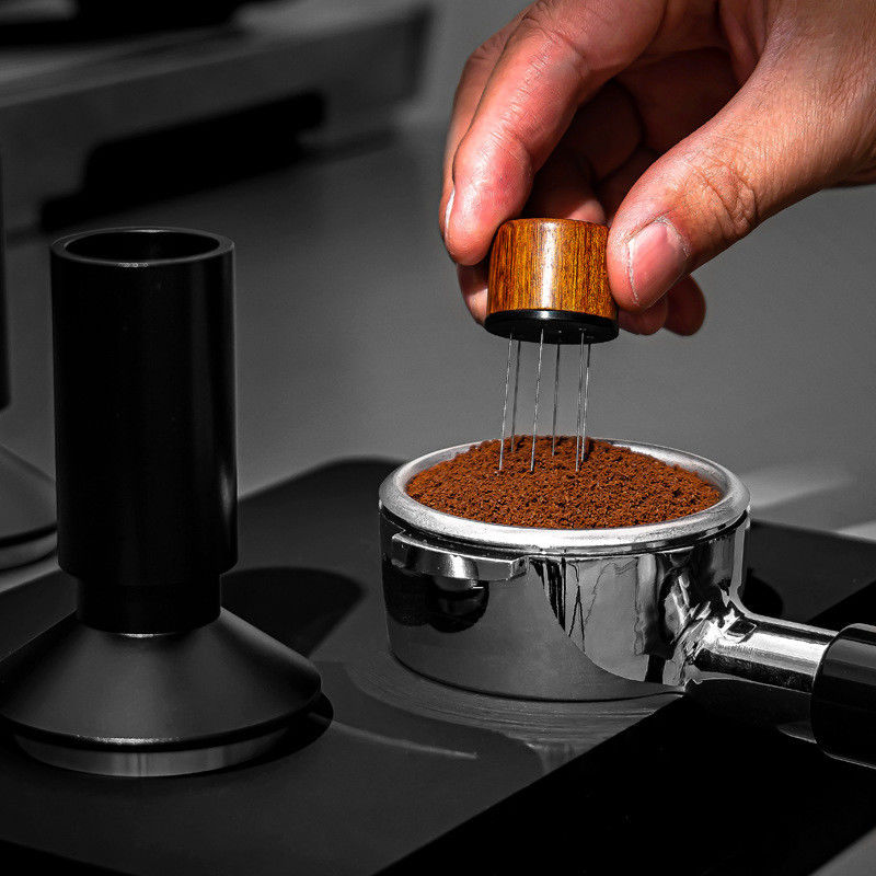 Wooden 2-in-1 Coffee Tamper WDT Tool 51mm 53mm 58mm for Coffee in Restaurant and Home