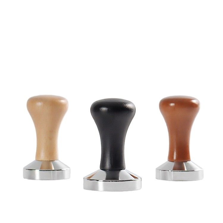 Wood Handled 51/53/58mm Stainless Steel Portable Espresso Tamper Set for Home and Bar