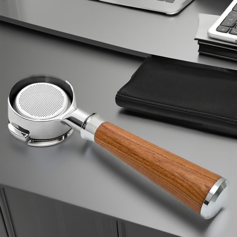 58mm Stainless Steel Coffee Funnel and Solid Wood Portafilter for Hand Pour Espresso