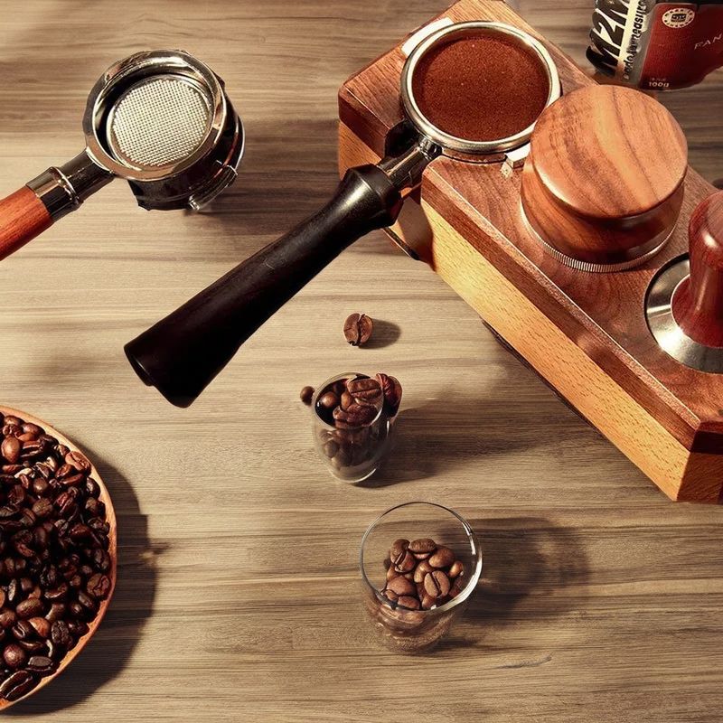 Portable Coffee Brewing Accessories 58mm Stainless Steel Funnel and Wooden Portafilter