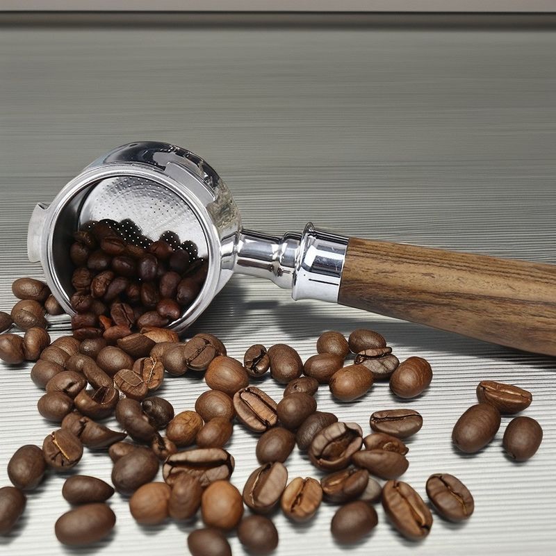51mm Ceramic Espresso Portafilter with Novelty Bottomless Design and Solid Wood Handle