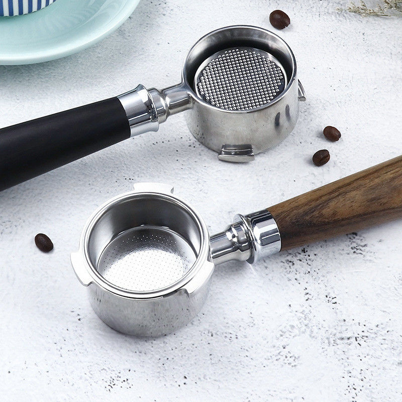Stainless Steel 51mm Bottomless Espresso Portafilter with Ceramic and Wood Handle