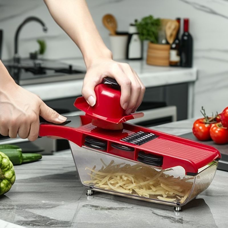 Home Kitchen Tool 16 Function Bamboo and Plastic Salad Slicer Manual Vegetable Chopper Dicer