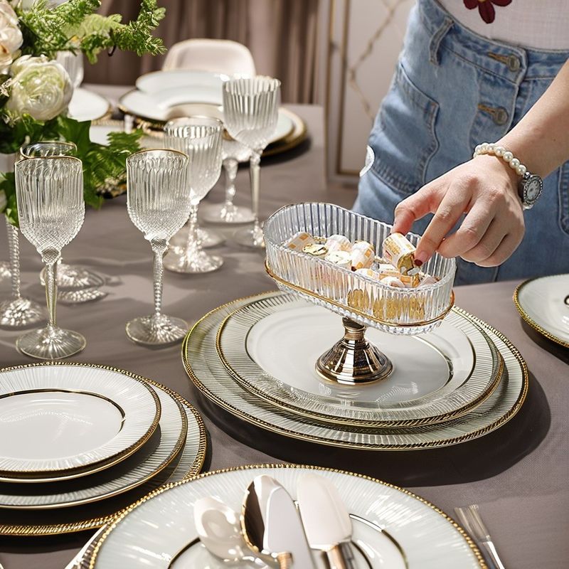Golden Deer Minimalist Design Glass Plate Set Perfect for Food Storage Back to School