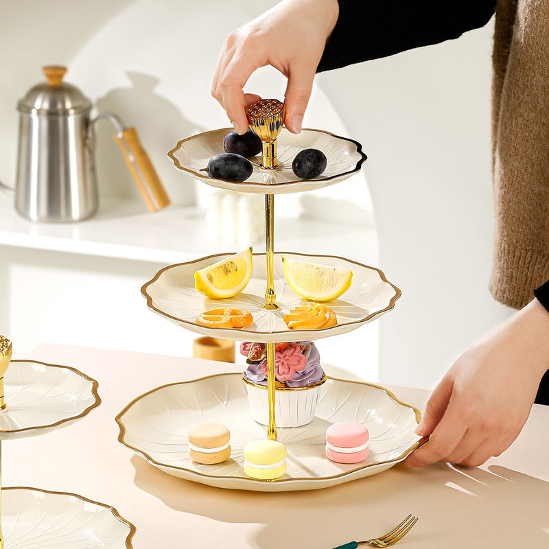 3-Tiered Ceramic Plate Set in Customized Colors for Diwali Celebrations Elegant Design
