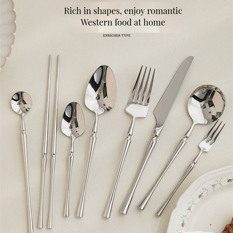 24pcs Luxury Gold Stainless Steel Cutlery Set 24-Piece Silverware for Hotel and Wedding