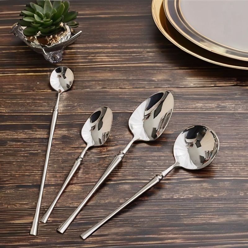 Back to School 24pcs Luxury Gold Stainless Steel Flatware Set for Contemporary Design