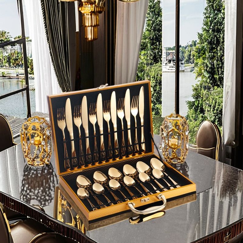 24pcs Hotel Wedding Cutlery Set with Contemporary Design Style and On-glazed Technique