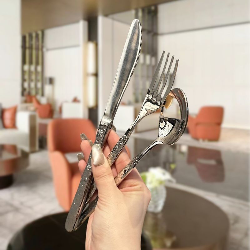 4 Users Customized Color Super Sharp Serrated Knife Gold Stainless Steel Flatware Set