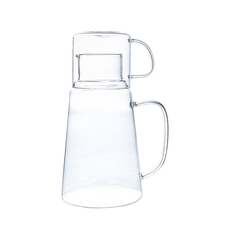 Modern Design Hot/Cold Water Jug Juice Beverage Carafe Glass Pitcher Set with Cup