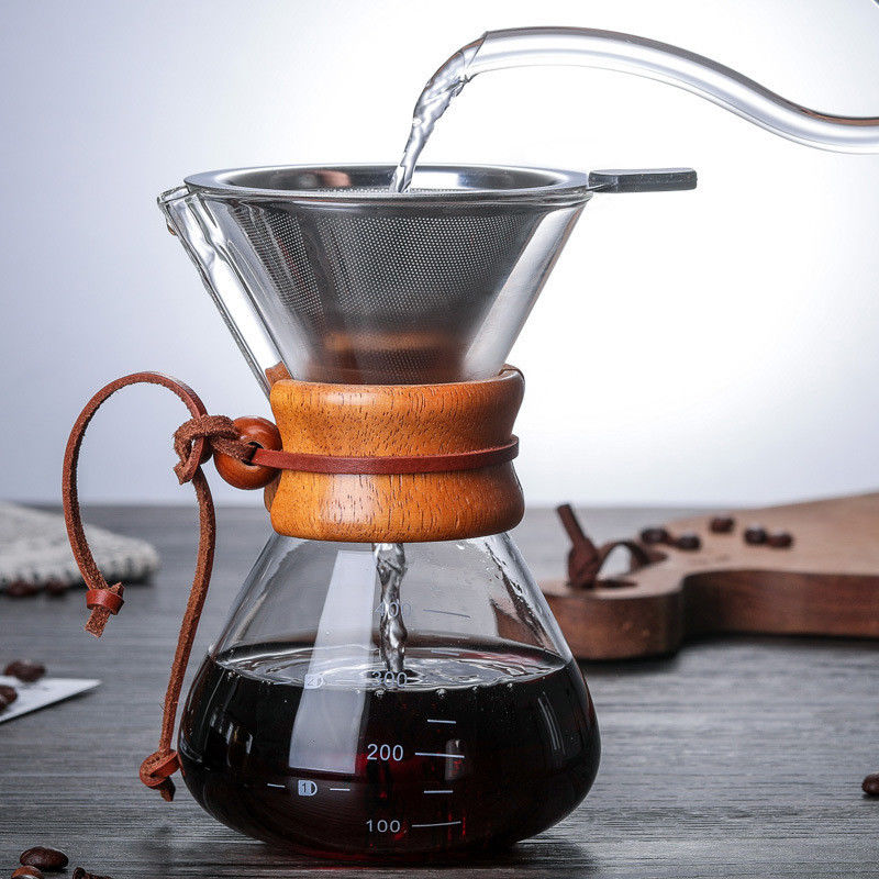 500ml Transparent Classic Design Glass Pour over Coffee Maker for Kitchen Accessories