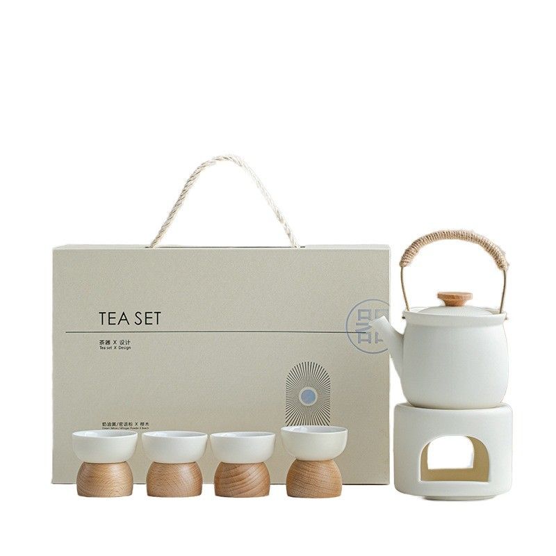 European-Style Loop-Handled Ceramic Tea Warmer for Home Hotel Restaurant and Office
