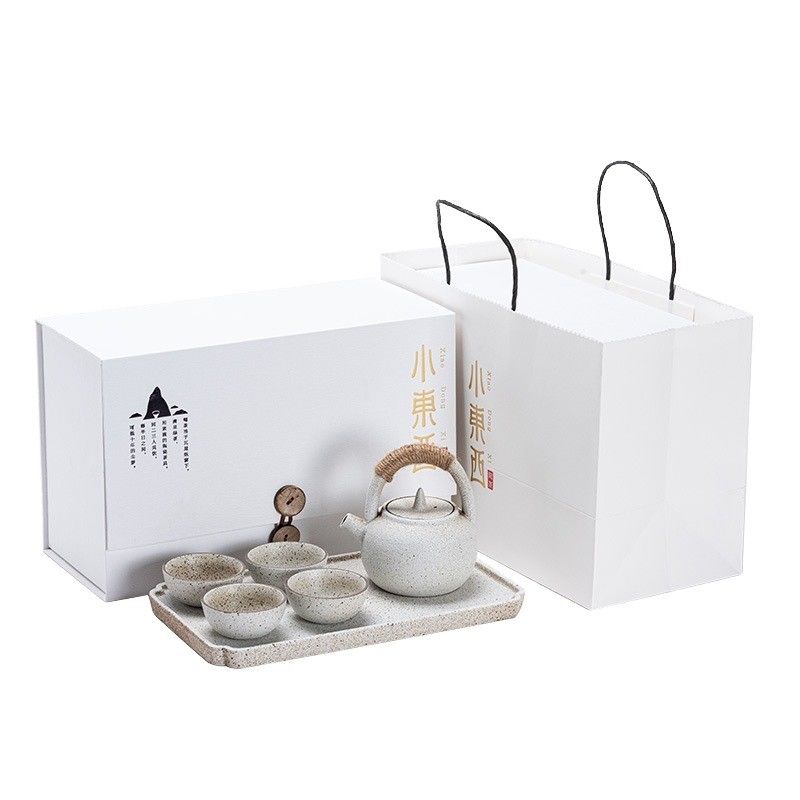 Japanese Porcelain Kung Fu Tea Set Modern Fashionable Loop-Handled Teapot with Gift Box
