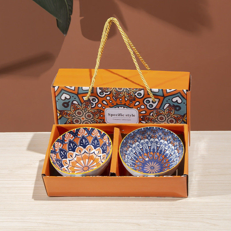 Bohemian Design Style Ceramic Bowls Gift Set for Occasion Soup Rice Serving Bowl Set