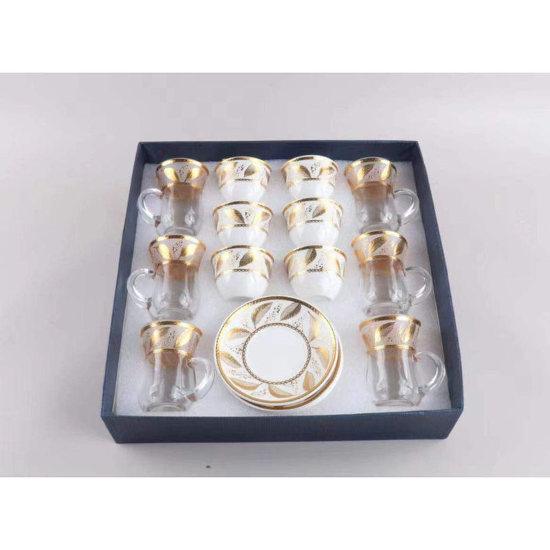 European Design Style Coffee Cup And Saucer Sets Sustainable Glass for Afternoon Tea